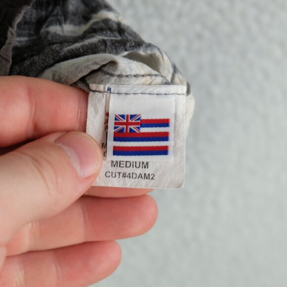 Jams World Shirt Mens Medium Gray Yellow Coal Flower Hawaiian Rayon Made Hawaii - Picture 7 of 10